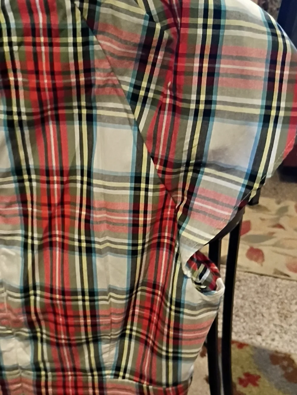 J. Crew Multicolor Plaid Blouse with Flared Hem